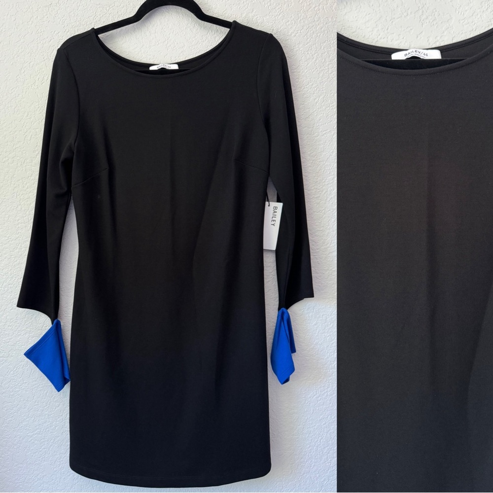 Bailey 44 Off the Cuff‎ Dress Women's Medium Black Sheath Mini Rayon Party NEW
